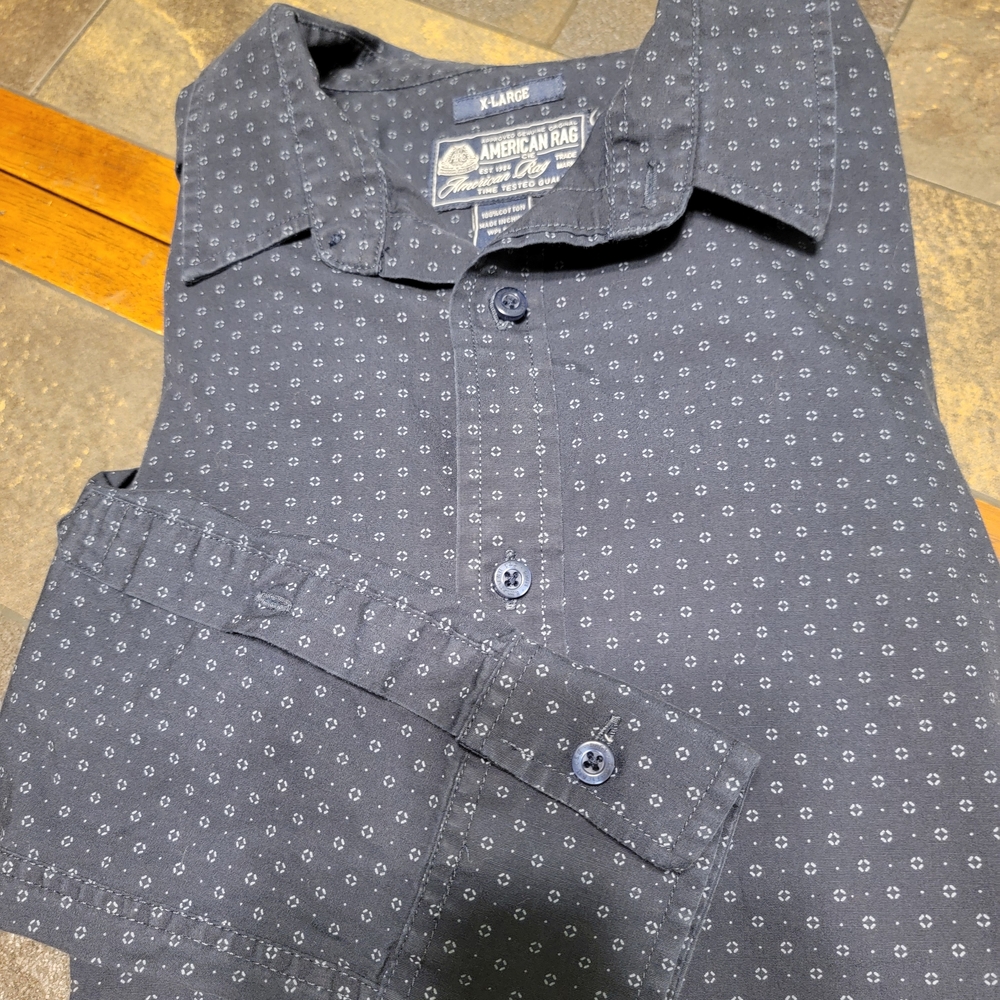 American Rag Men's Dark‎ Blue Patterned Shirt